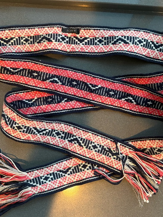 J. Crew Accessories - J.Crew jacquard belt features woven pink, navy, and white pattern fringed edges
